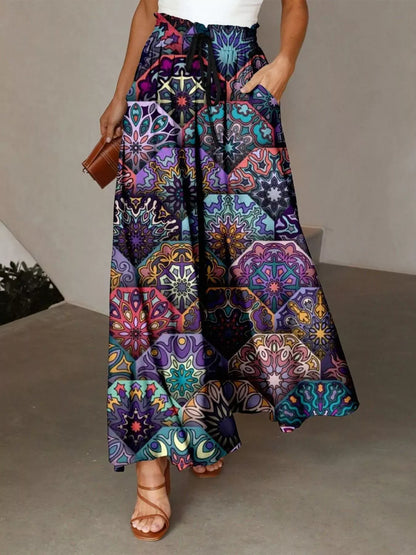 Printed Wide-Leg Pants Plum Purple / S The Nichole Collection