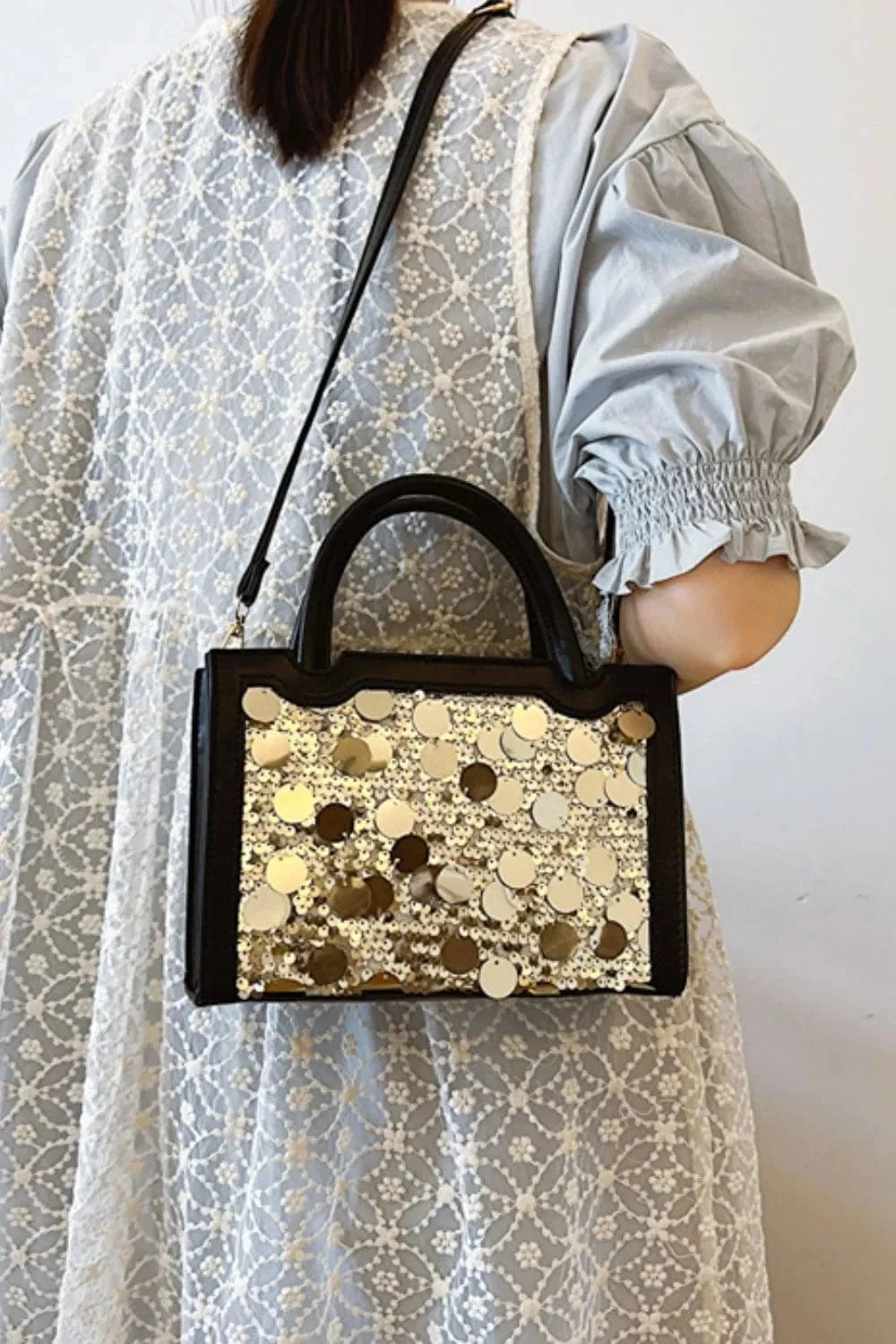 PU Leather Sequin Handbag Handbags The Nichole Collection