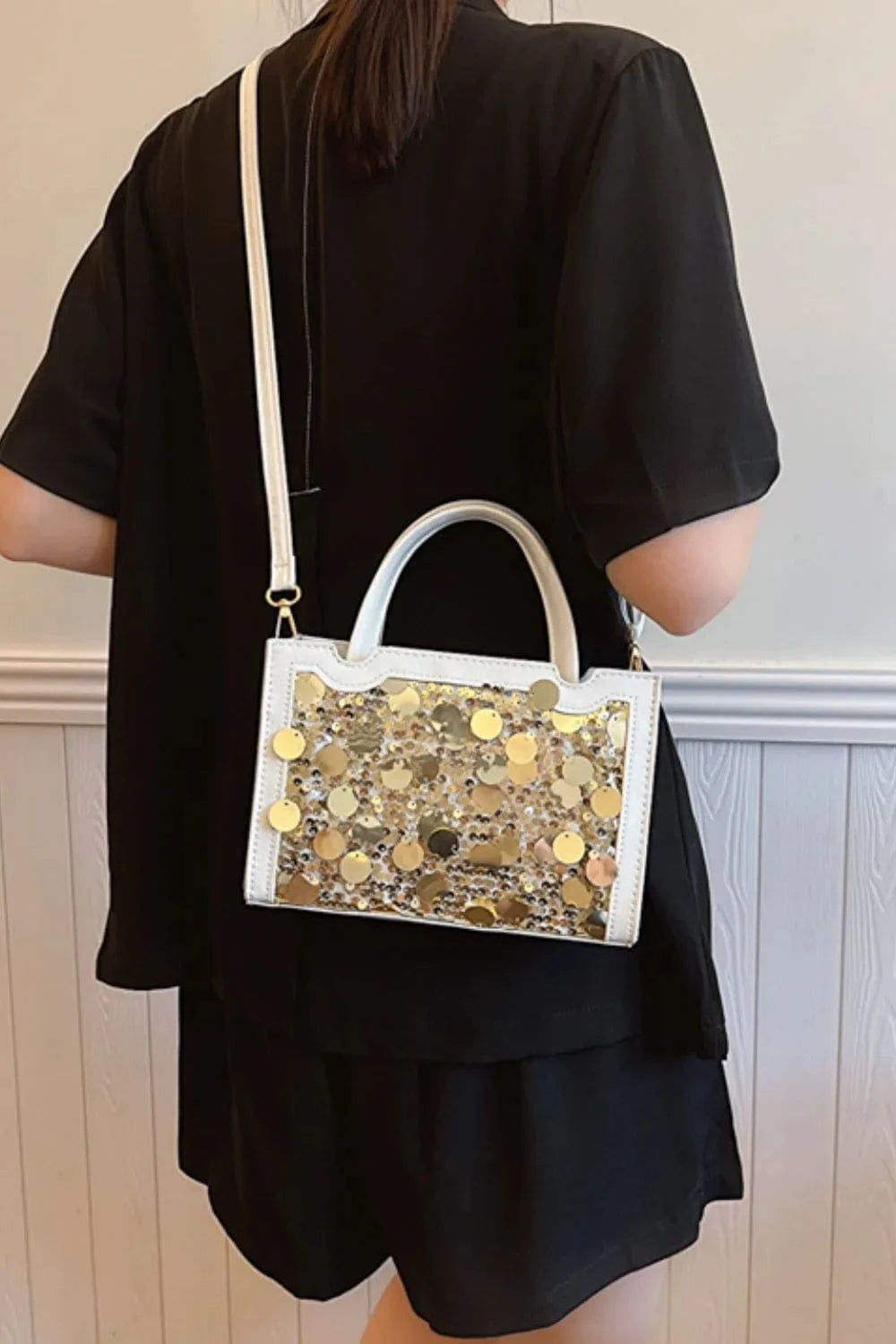 PU Leather Sequin Handbag Handbags The Nichole Collection