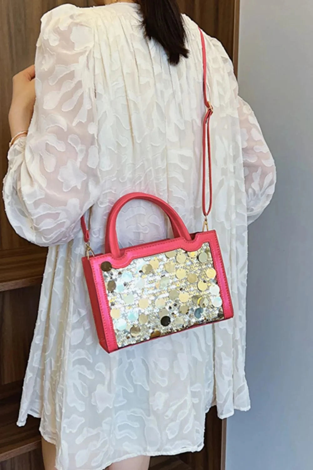 PU Leather Sequin Handbag Handbags The Nichole Collection