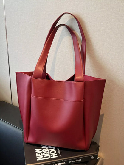 PU Leather Shoulder Bag Wine Red / ONESIZE The Nichole Collection