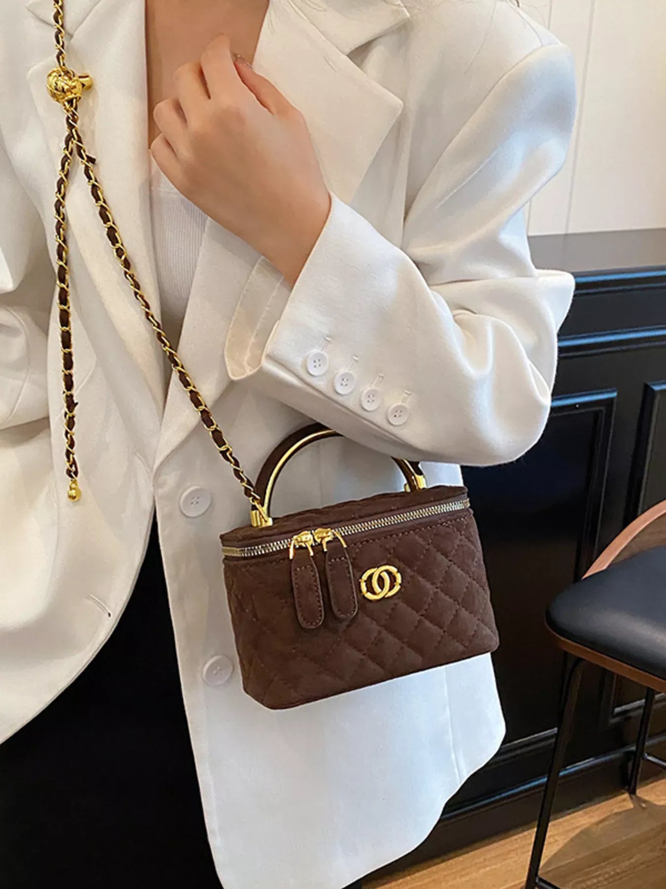 Quilted Top Handle Crossbody Bag Coffee Brown / onesize The Nichole Collection - Official Site