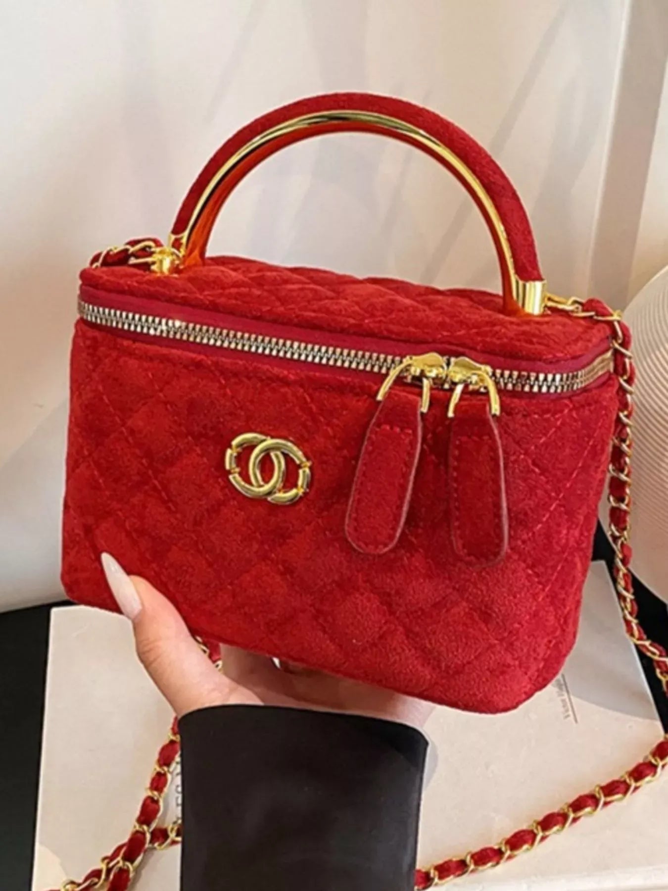 Quilted Top Handle Crossbody Bag Red / onesize The Nichole Collection - Official Site