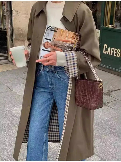 Raglan Sleeve Trench Coat Jackets Olive Brown / S The Nichole Collection