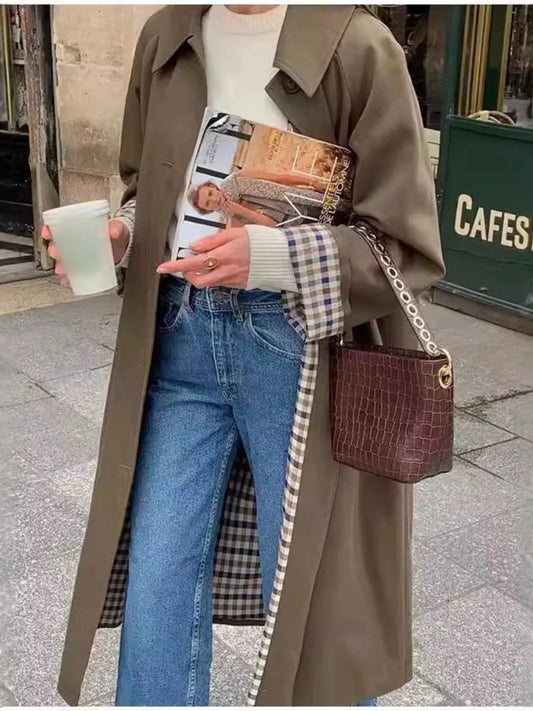 Raglan Sleeve Trench Coat Jackets Olive Brown / S The Nichole Collection