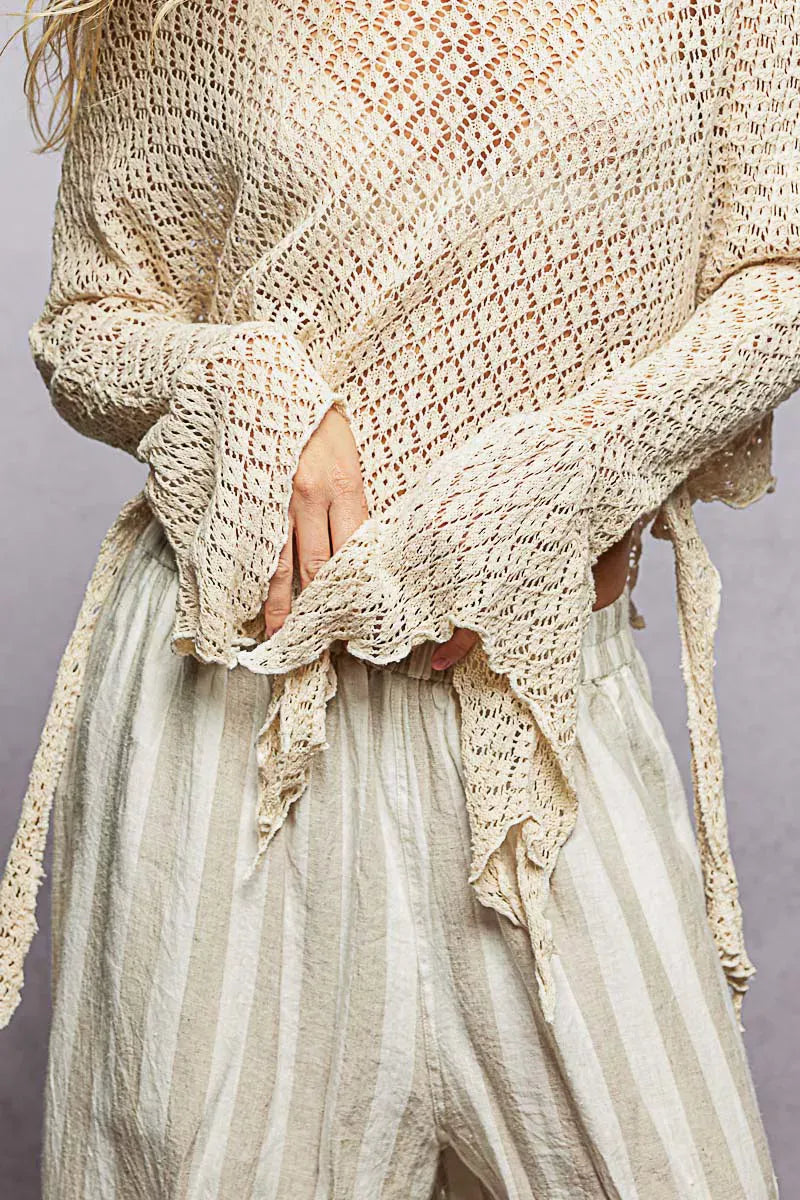 Raw Edge Open Sleeve High-Low Cotton Knit Top CREAM / One Size The Nichole Collection - Official Site