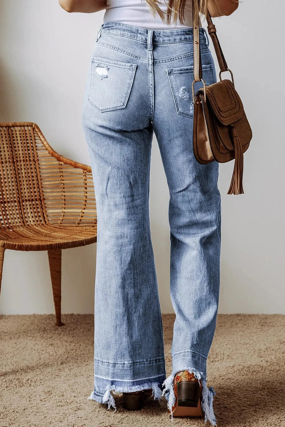 Raw Hem Bootcut Jeans with Pockets The Nichole Collection