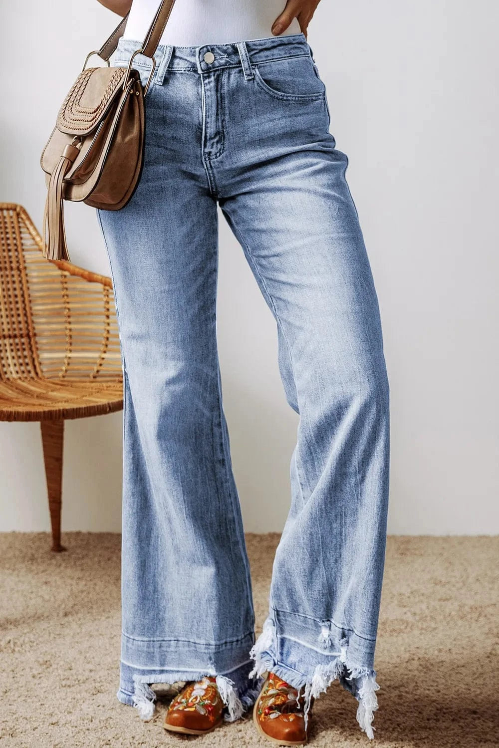 Raw Hem Bootcut Jeans with Pockets The Nichole Collection