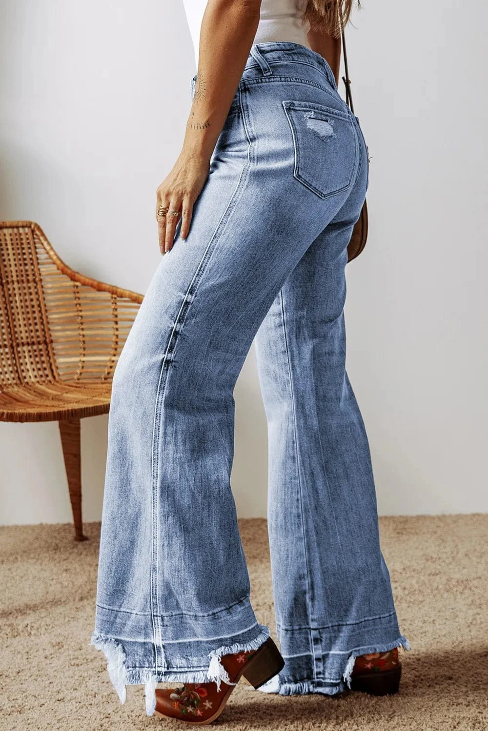 Raw Hem Bootcut Jeans with Pockets The Nichole Collection
