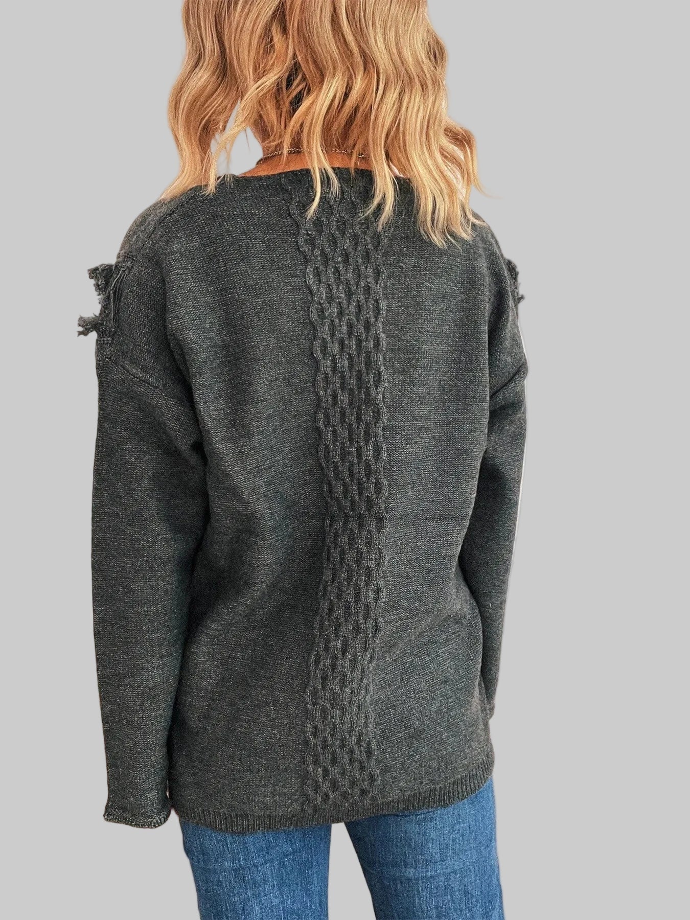 Raw Hem Lace Up Front Sweater Sweaters The Nichole Collection