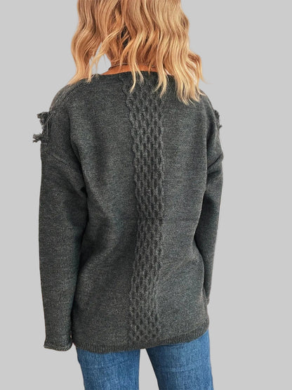 Raw Hem Lace Up Front Sweater Sweaters The Nichole Collection