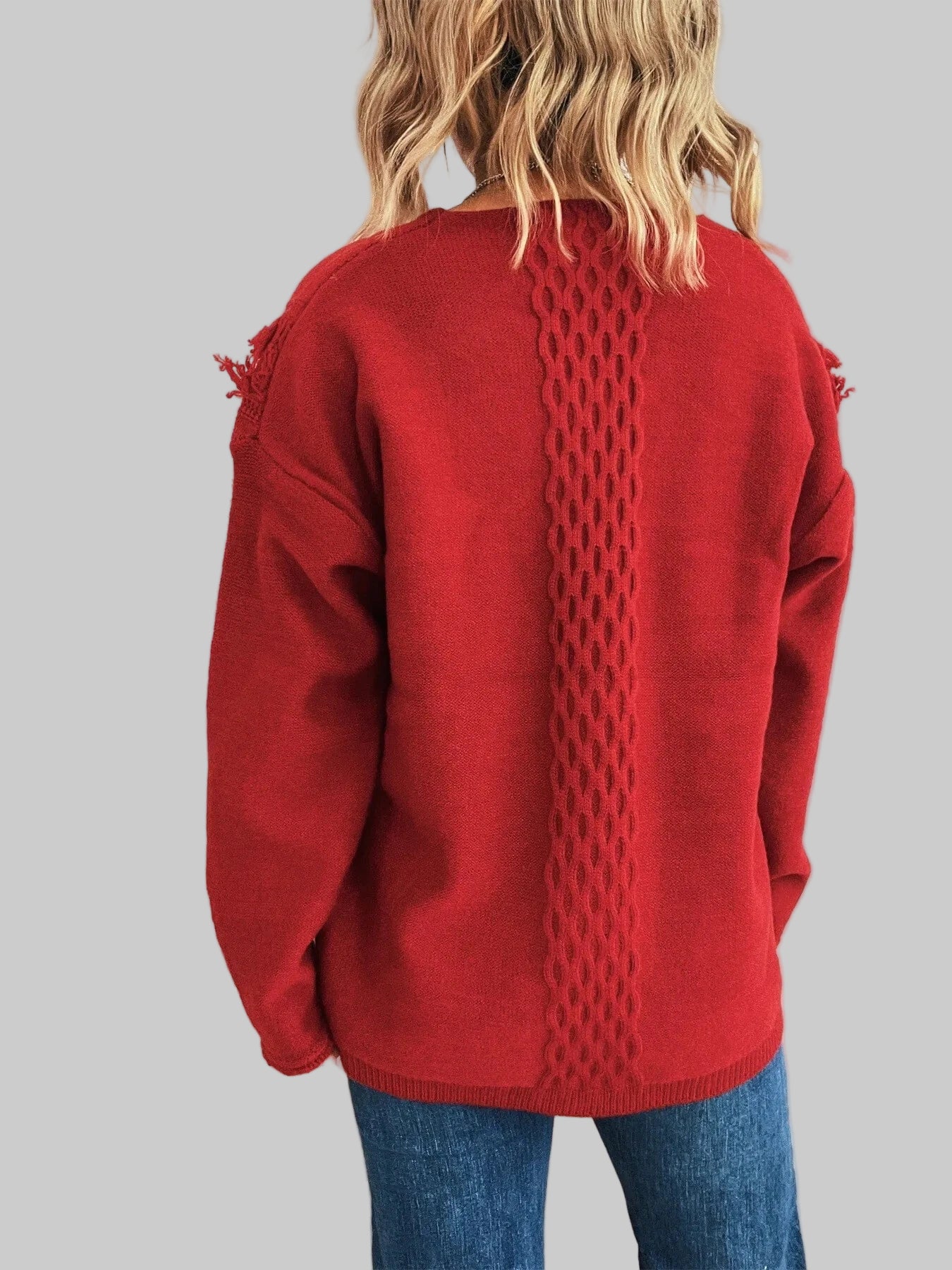 Raw Hem Lace Up Front Sweater Sweaters The Nichole Collection