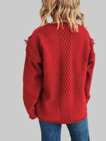 Raw Hem Lace Up Front Sweater Sweaters The Nichole Collection