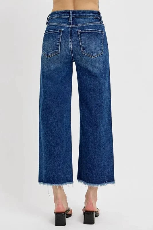 Raw Hem Wide Leg Attached Buckle Jeans The Nichole Collection