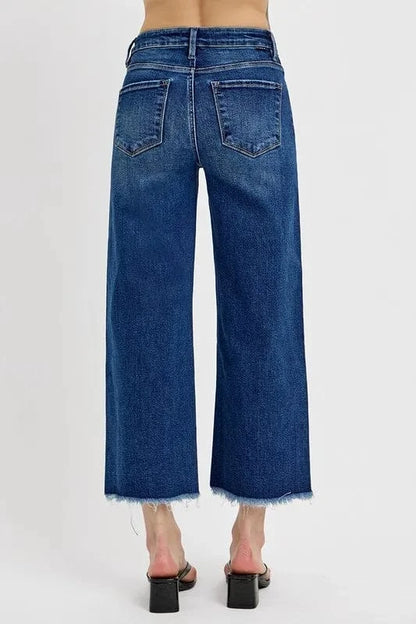 Raw Hem Wide Leg Attached Buckle Jeans The Nichole Collection