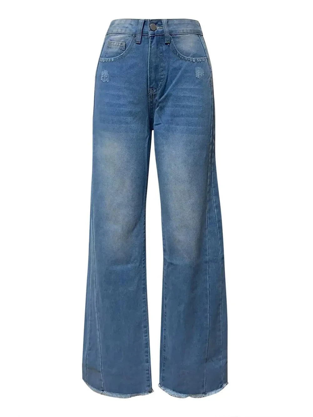 Raw Hem Wide Leg Jeans with Pockets Jeans The Nichole Collection