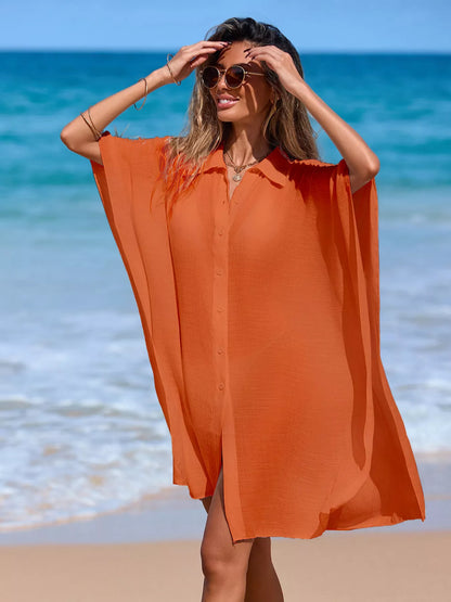 Relaxed Fit Button Up Cover-Up Dress The Nichole Collection - Official Site