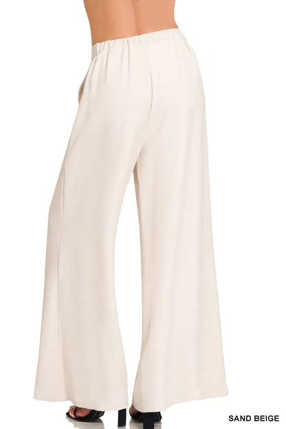 Relaxed Fit Elastic Waisted Wide Leg Pants Pants The Nichole Collection