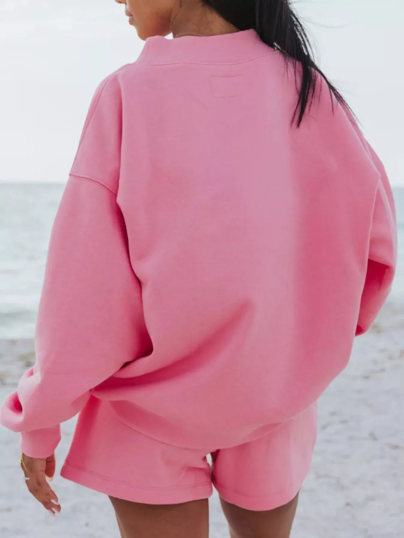 Relaxed Fit Round Neck Sweatshirt and Shorts Set The Nichole Collection
