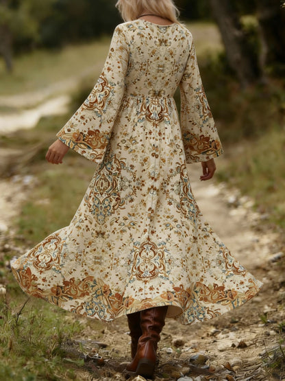 Retro Bohemian Sequined Lace V-Neck Peplum Dress Maxi Dresses The Nichole Collection - Official Site