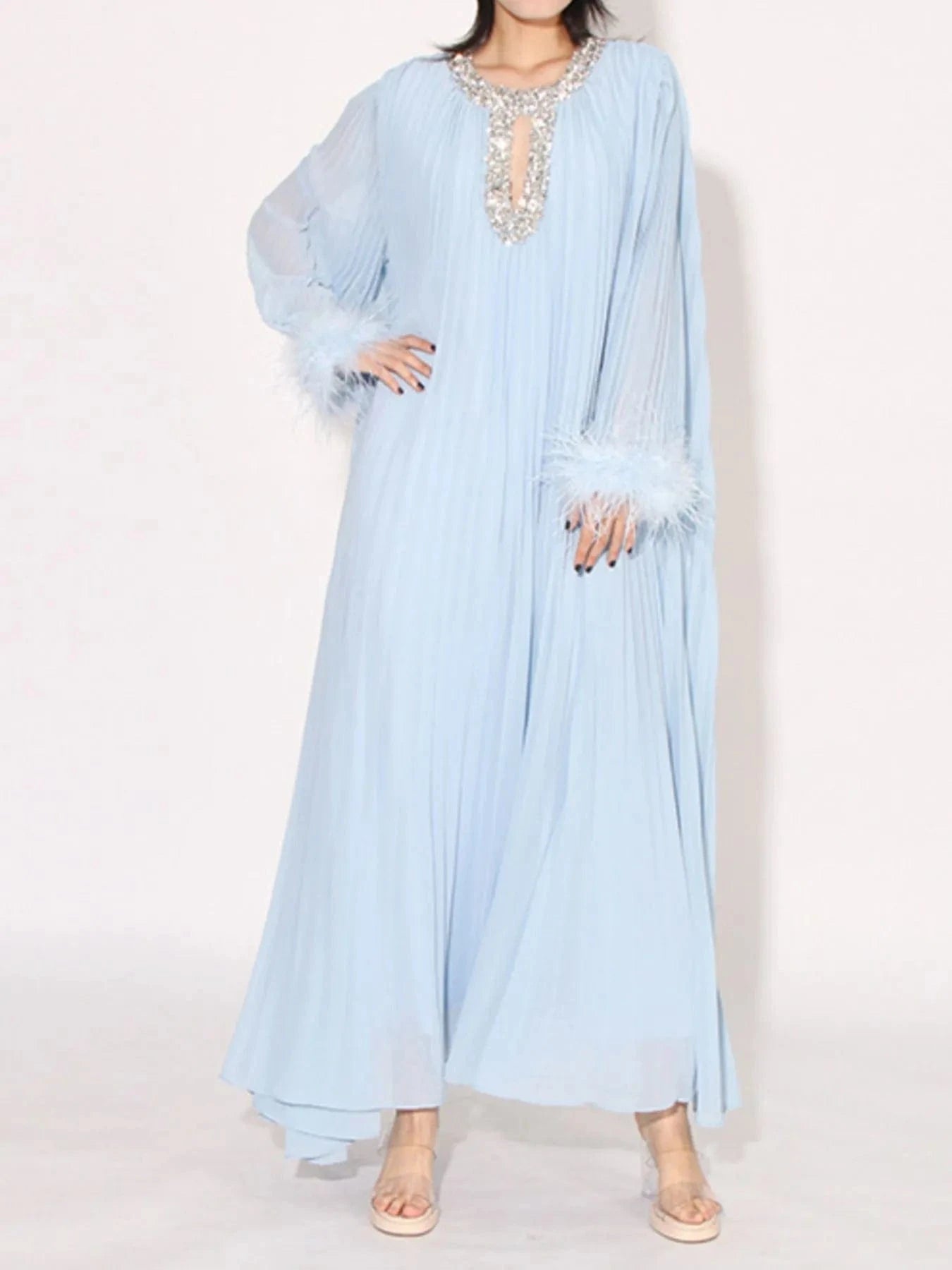 Rhinestone Long Sleeve Maxi Dress Dresses The Nichole Collection