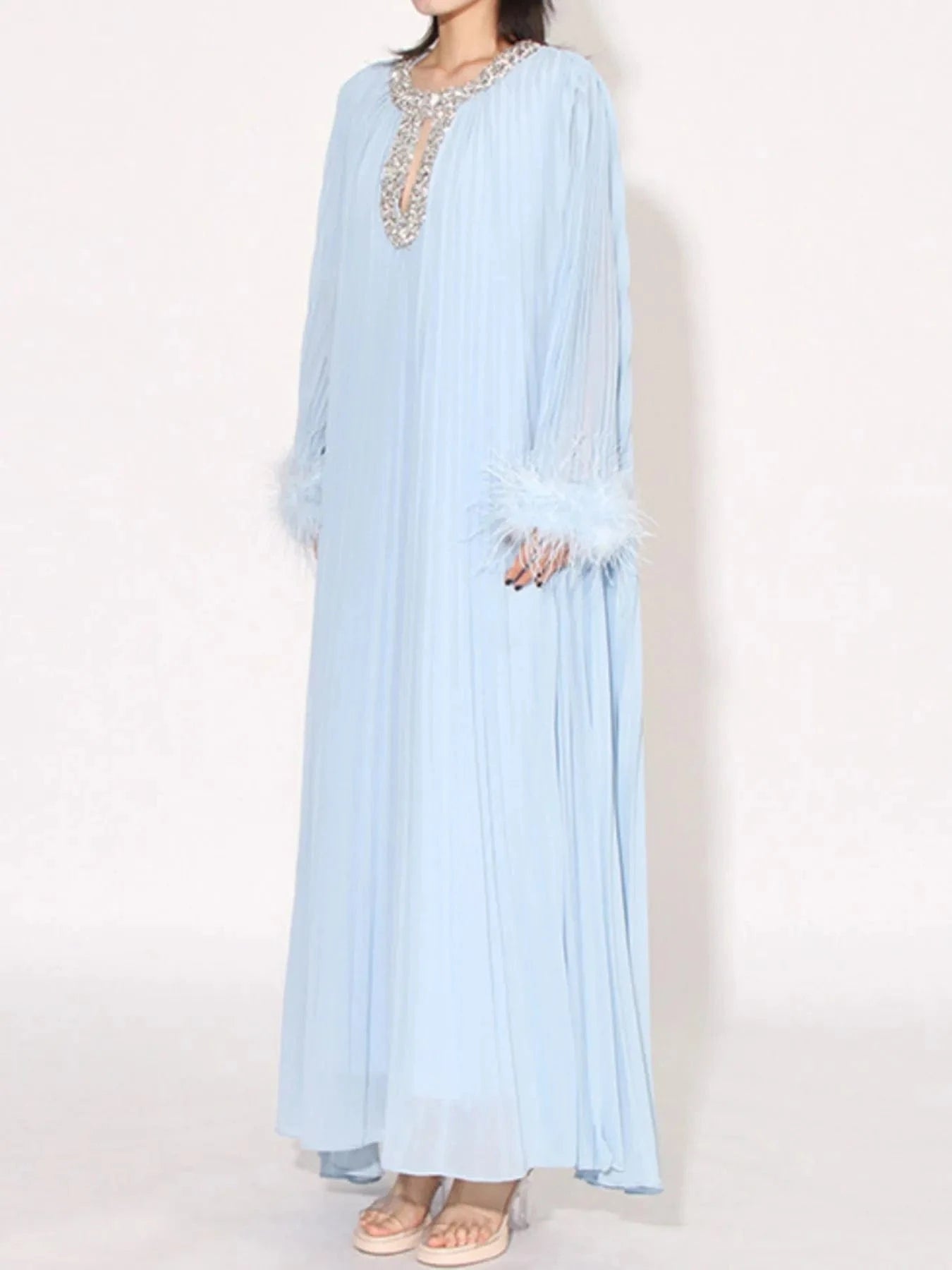 Rhinestone Long Sleeve Maxi Dress Dresses The Nichole Collection