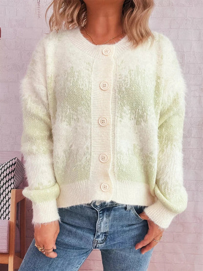 Ribbed Hem Button-Up Cardigan Cardigan The Nichole Collection