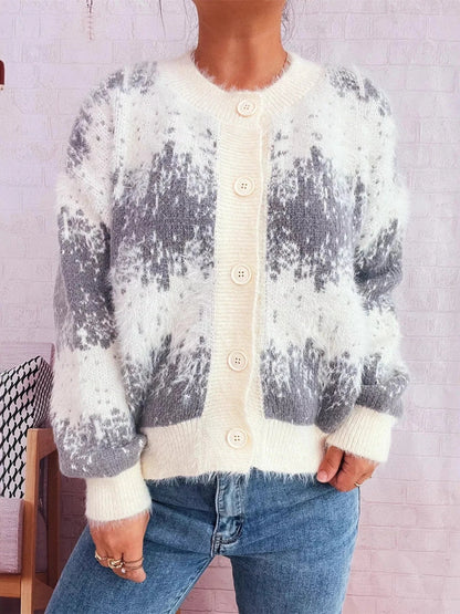 Ribbed Hem Button-Up Cardigan Cardigan The Nichole Collection
