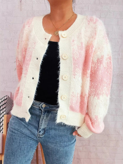 Ribbed Hem Button-Up Cardigan Cardigan The Nichole Collection