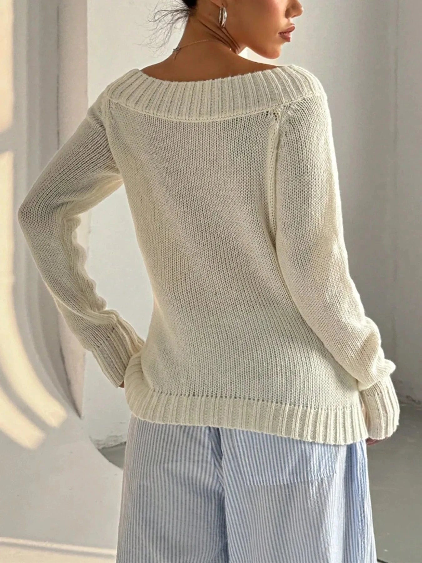 Ribbed Knit Boat Neck Sweater Sweaters The Nichole Collection