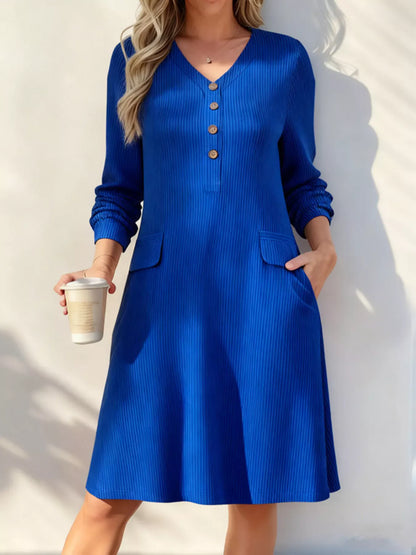 Ribbed Knit V-Neck Dress The Nichole Collection - Official Site
