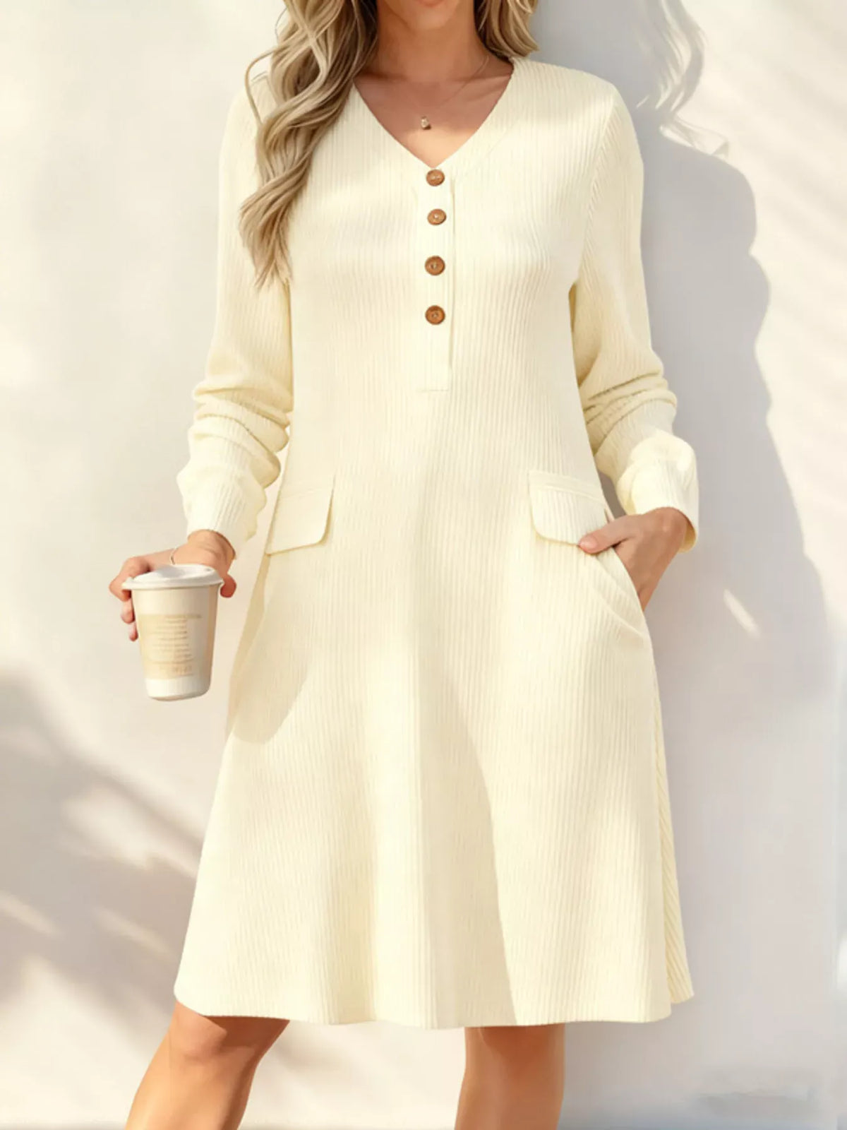 Ribbed Knit V-Neck Dress The Nichole Collection - Official Site