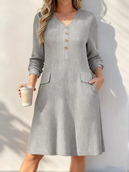 Ribbed Knit V-Neck Dress The Nichole Collection - Official Site