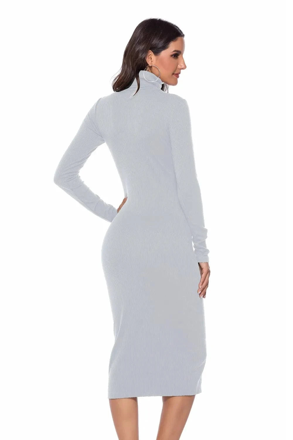 Ribbed Turtleneck Long Sleeve Dress Dresses The Nichole Collection