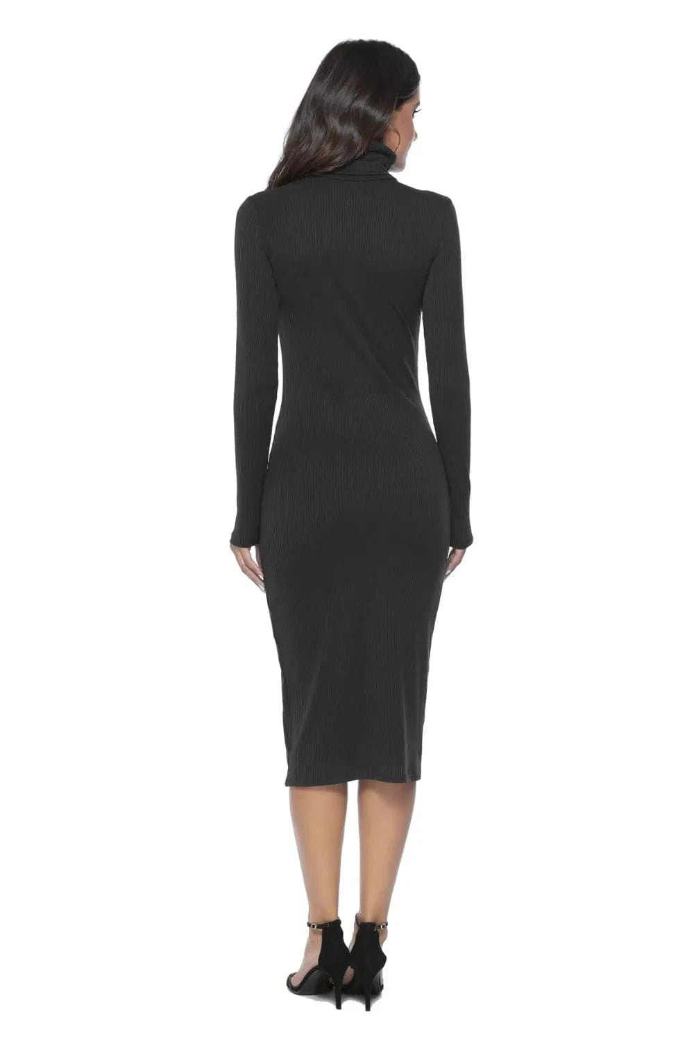 Ribbed Turtleneck Long Sleeve Dress Dresses The Nichole Collection