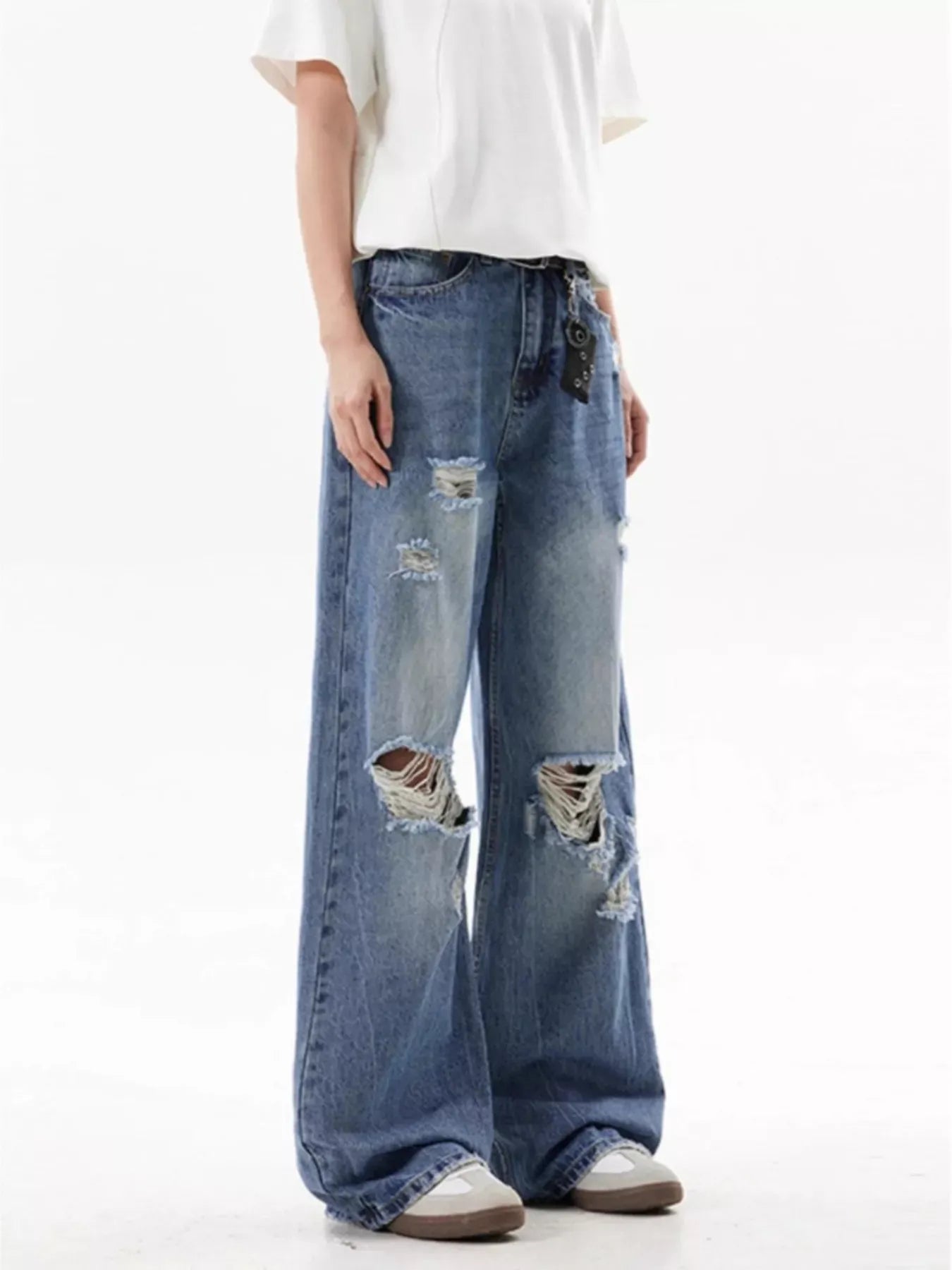 Ripped Wide Leg Jeans | The Nichole Collection