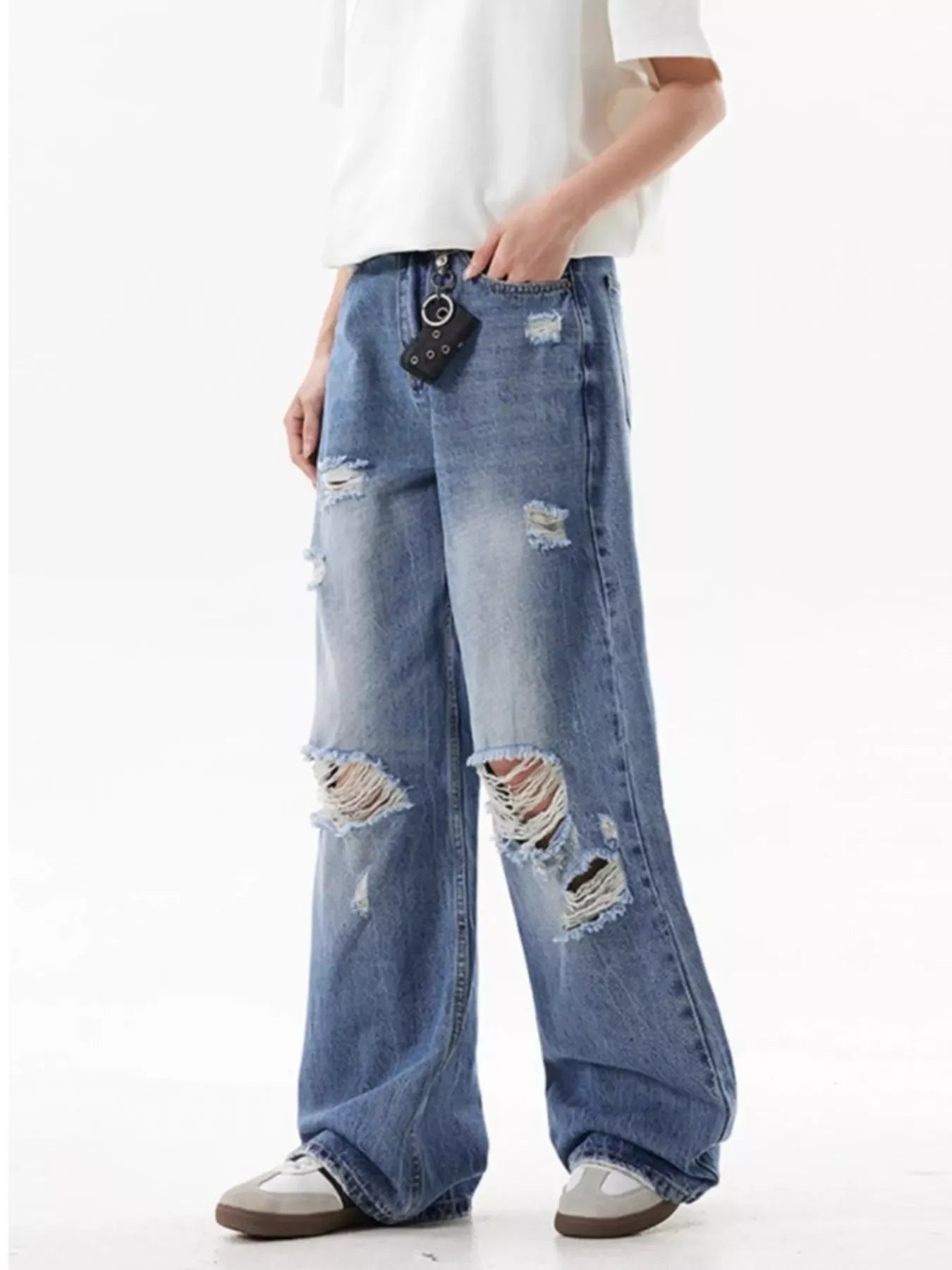 Ripped Wide Leg Jeans | The Nichole Collection