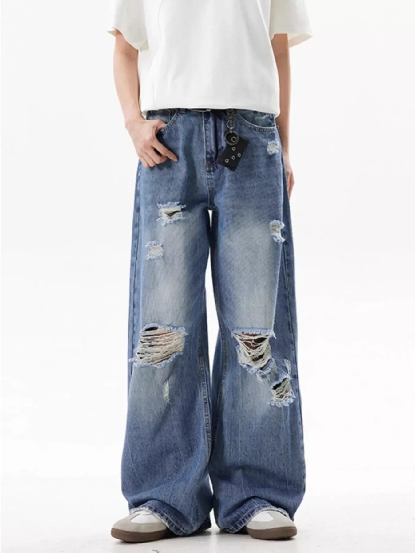 Ripped Wide Leg Jeans | The Nichole Collection