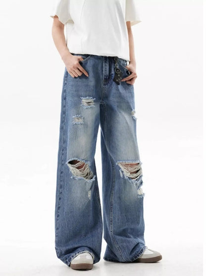 Ripped Wide Leg Jeans | The Nichole Collection
