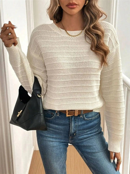 Round Neck Bow-Back Knit Top Sweaters The Nichole Collection