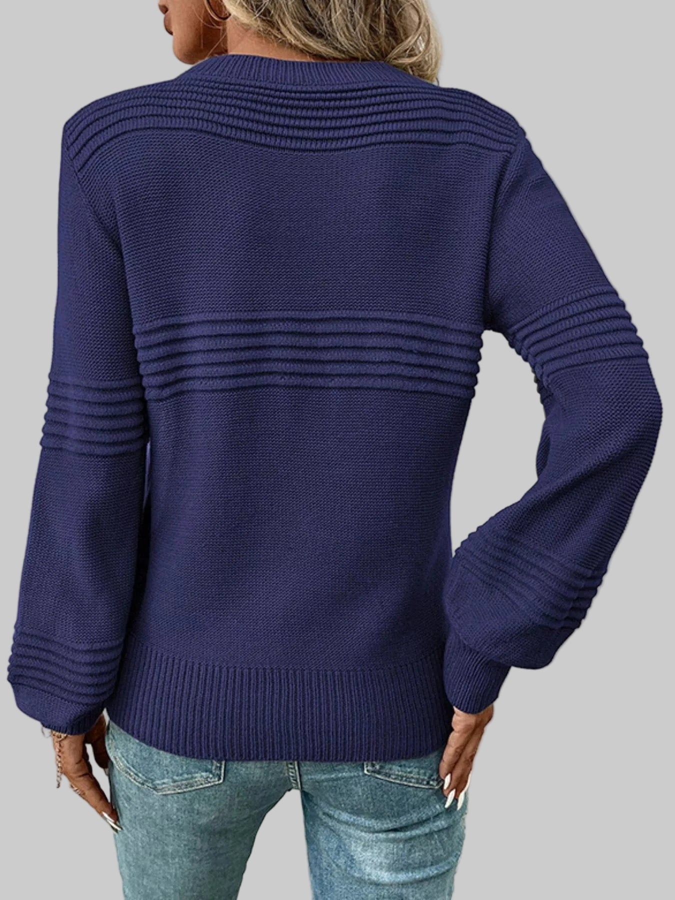 Round Neck Long Sleeve Sweater Trendsi