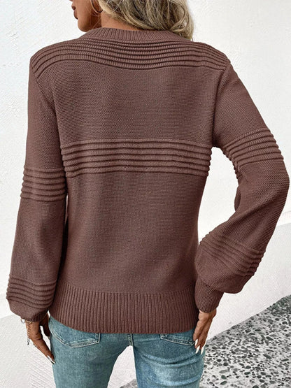 Round Neck Long Sleeve Sweater Trendsi