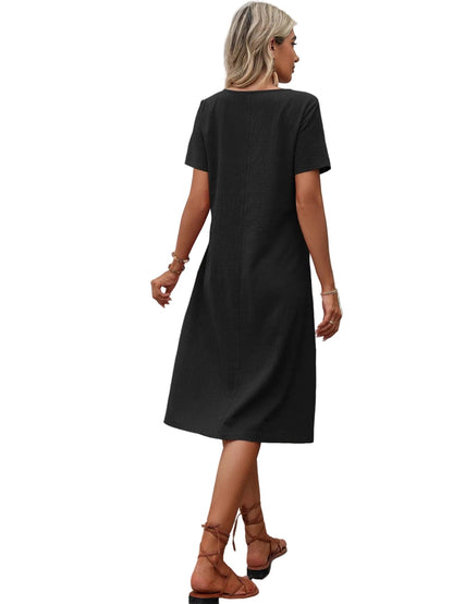 Round Neck Short Sleeve Dress with Pockets The Nichole Collection - Official Site