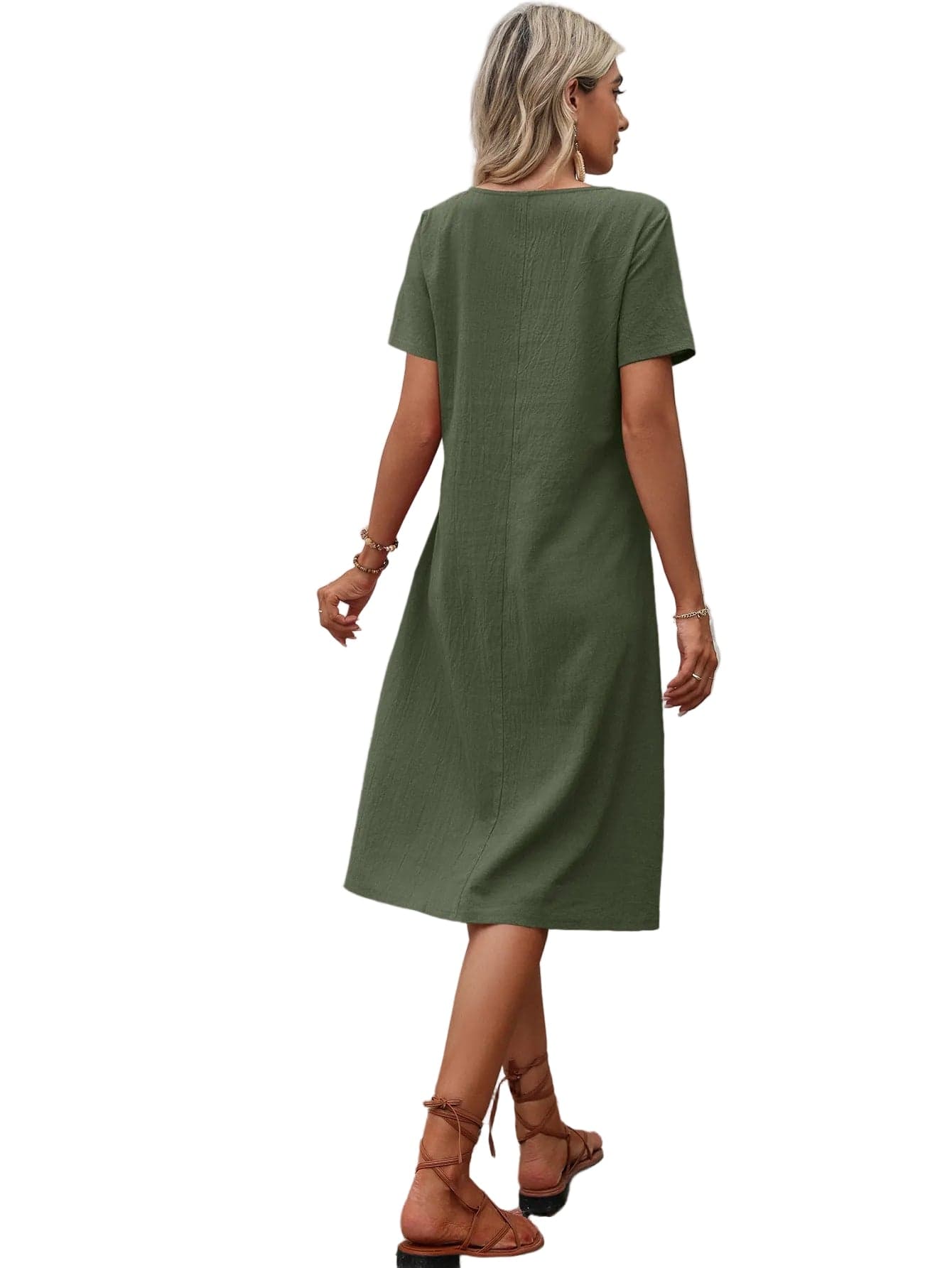 Round Neck Short Sleeve Dress with Pockets The Nichole Collection - Official Site