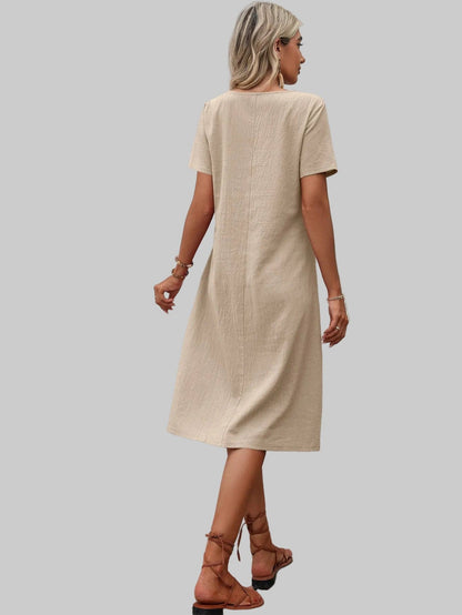 Round Neck Short Sleeve Dress with Pockets The Nichole Collection - Official Site