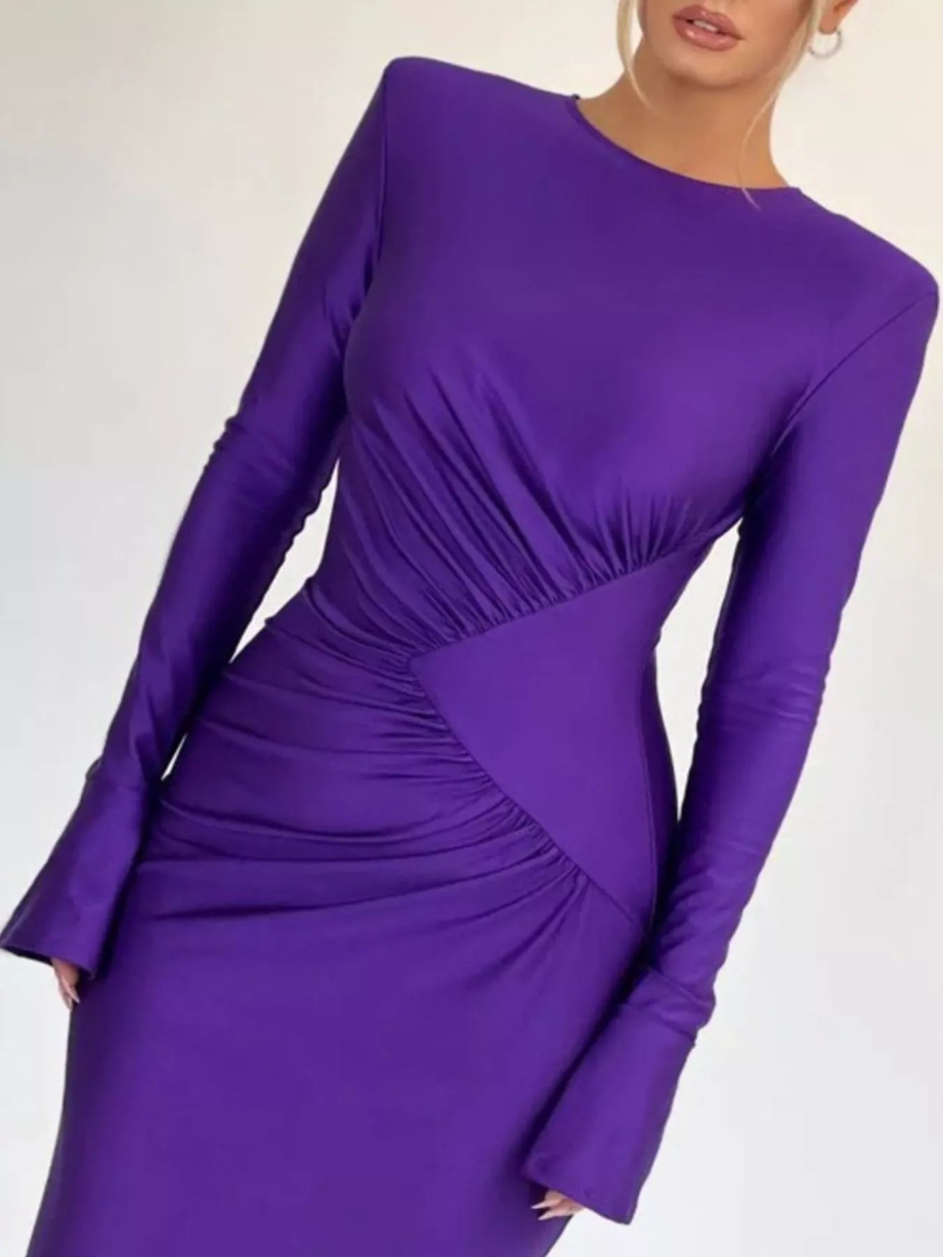 Ruched Long Sleeve Bodycon Maxi Dress Dresses The Nichole Collection