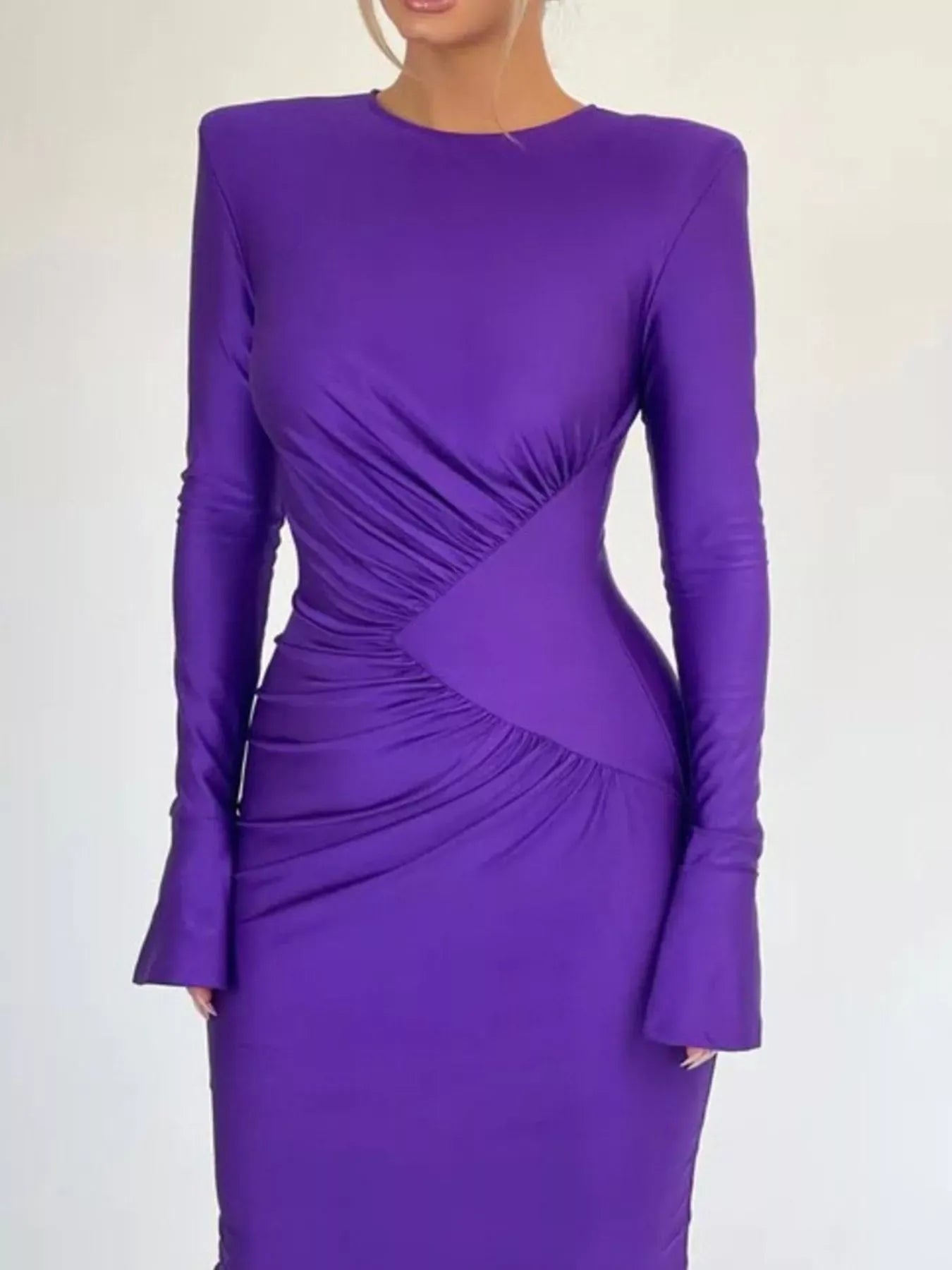 Ruched Long Sleeve Bodycon Maxi Dress Dresses The Nichole Collection