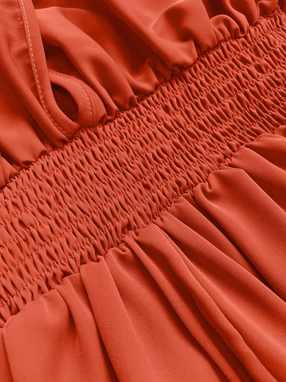 Ruched Sleeve V-Neck Maxi Dress Dresses The Nichole Collection