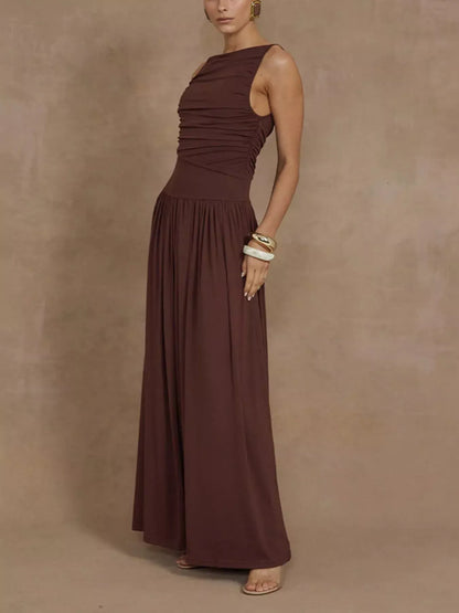 Ruched Sleeveless Maxi Dress The Nichole Collection