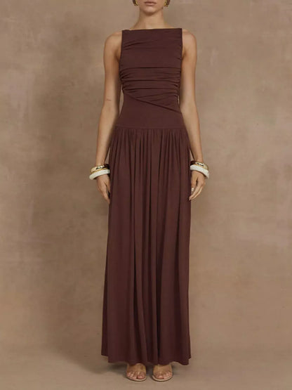 Ruched Sleeveless Maxi Dress The Nichole Collection